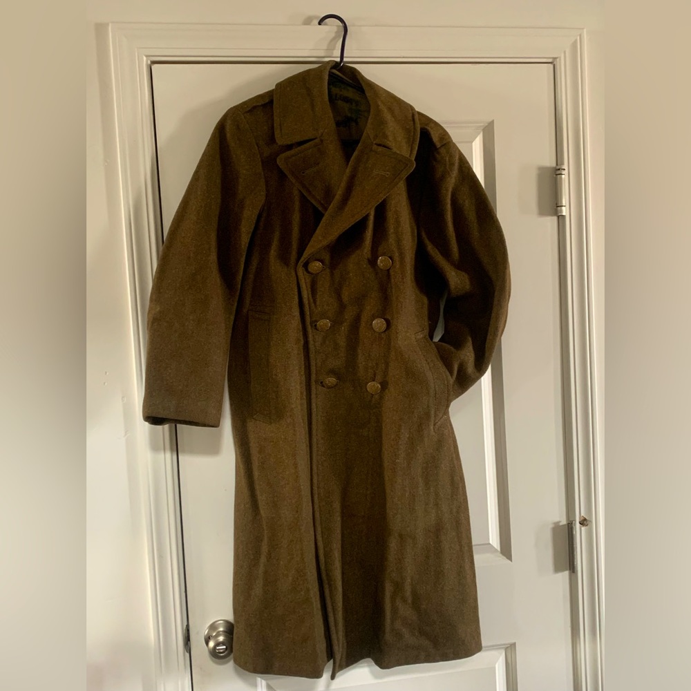 Military wool trench coat
